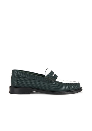 Vinny's Yardee Mocassin Loafer in Embossed Green Two Tone Leather - Green. Size 42 (also in 41, 43, 44, 45).