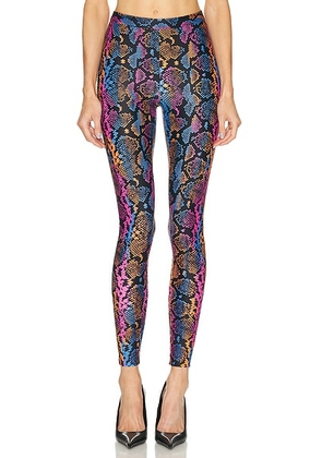 VERSACE Python Print Legging in Sky  Pink Sapphire  & Autumn Spice - Blue,Pink. Size 36 (also in 38, 40, 42).