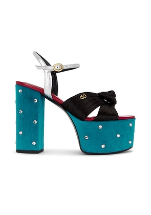 Valentino Garavani Crasher Sandal in Nero  Silver  Petrolio  & Crystal - Black. Size 37 (also in 38.5, 39.5, 36, 36.5, 38).