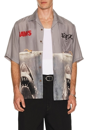 WACKO MARIA x Jaws Hawaiian Shirt in Gray - Grey. Size M (also in L).