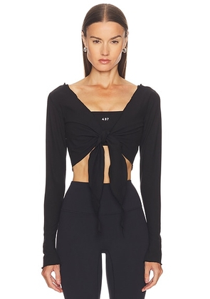 437 The Wrap Top in Black - Black. Size XL (also in L, M, S, XS).