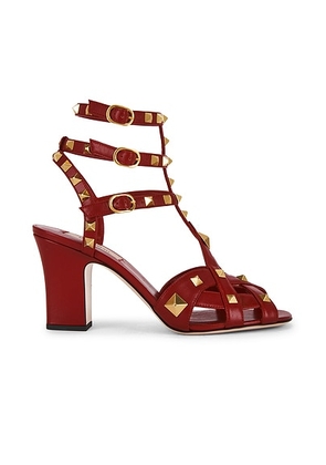 Valentino Garavani Studdy Sandal in Bright Red - Red. Size 36.5 (also in 36, 37, 37.5, 38.5, 38, 39.5).