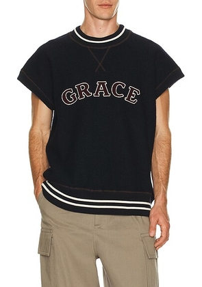 Wales Bonner October Vest in Navy - Black. Size M (also in L, XL/1X).