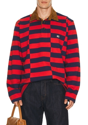 Wales Bonner City Polo in Red & Navy - Red,Navy. Size S (also in M).