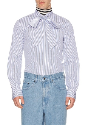 Valentino Classic Stripe Long Sleeve Shirt in Ivory And Blue - Blue. Size 39 (also in 37, 43).