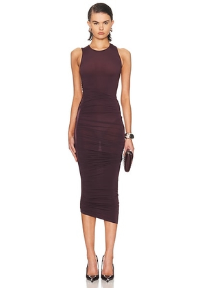 Wolford Sheer Drape Dress in Wild Plum - Burgundy. Size M (also in XS, S).
