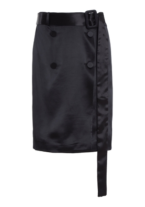 Ferragamo Wrap Satin Knee-Length Skirt - Moda Operandi