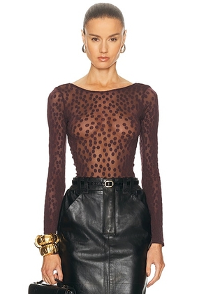 Wolford Sweet Dots String Bodysuit in Wild Plum - Wine. Size L (also in XS, S, M).