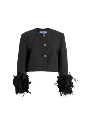 Prada Feather-Embellished Wool Jacket - Moda Operandi