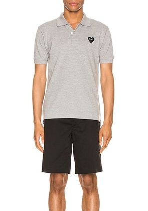 COMME des GARCONS PLAY Cotton Polo with Black Emblem in Grey - Gray. Size M (also in S, L, XL).