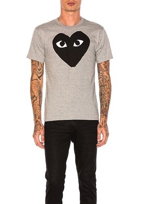 COMME des GARCONS PLAY Emblem Cotton Tee in Grey & Black - Gray. Size M (also in L, S, XL).