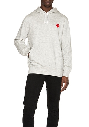 COMME des GARCONS PLAY Red Emblem Cotton Hoodie in Grey - Gray. Size S (also in M).