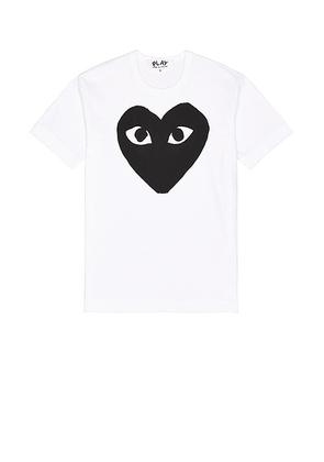 COMME des GARCONS PLAY Emblem Cotton Tee in White & Black - White. Size M (also in L, S, XL).