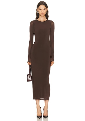 WARDROBE.NYC Sheer Midi Dress in Dark Brown - Brown. Size XS (also in L, M, XXS).