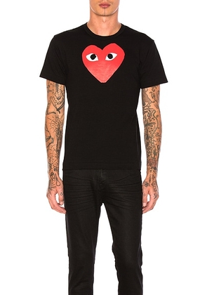 COMME des GARCONS PLAY Printed Red Heart Cotton Tee in Black - Black. Size M (also in L, S).