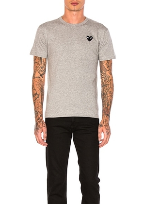 COMME des GARCONS PLAY Black Emblem Cotton Tee in Grey - Gray. Size XL (also in S).