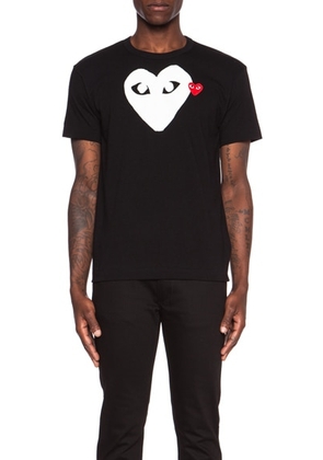 COMME des GARCONS PLAY Red Emblem Cotton Tee in Black - Black. Size M (also in L, S, XL).