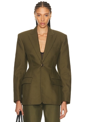 WARDROBE.NYC Drill Contour Blazer in Military - Olive. Size XS (also in S).