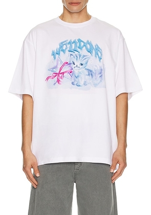 WE11DONE Watercolor Monster T-Shirt in White - White. Size M (also in L, S, XL/1X).