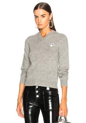 COMME des GARCONS PLAY White Heart Pullover in Light Grey - Grey. Size S (also in L).