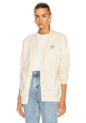 COMME des GARCONS PLAY White Heart Cardigan in Natural - Cream. Size S (also in L).