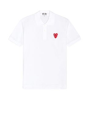 COMME des GARCONS PLAY Polo T-Shirt in White - White. Size S (also in M).