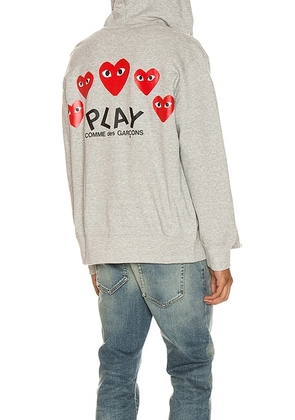 COMME des GARCONS PLAY Full Zip Hoodie in Grey - Gray. Size M (also in S, L, XL).