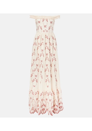 Agua by Agua Bendita Achiote Florero embroidered linen maxi dress