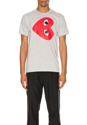 COMME des GARCONS PLAY Sideways Heart Logo Tee in Grey - Gray. Size M (also in L, S, XL).