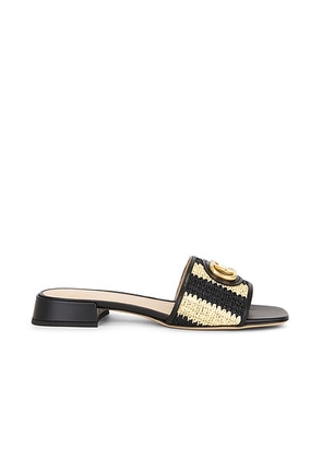 Valentino Garavani VLogo Signature Slide in Naturale Nero & Nero - Black. Size 36.5 (also in 37.5, 39, 39.5, 36, 37, 38, 38.5, 40, 41).