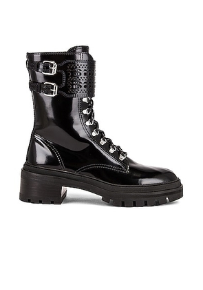 ALAÃA Buckle Military Boots in Noir - Black. Size 36.5 (also in 35, 37).