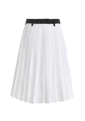Prada Pleated Cotton-Poplin Midi Skirt - Moda Operandi