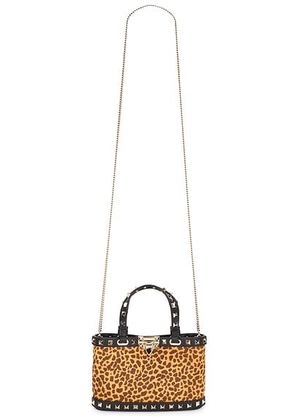 Valentino Garavani St. Mini Animalier Calf Hair Mini Bag in Biscotto Bark Brown & Nero - Brown. Size all.