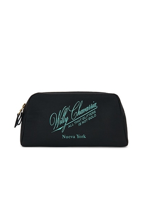 Willy Chavarria Label Wash Bag in Uniform Green - Black. Size all.