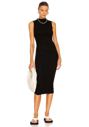 Enza Costa Silk Rib Sleeveless Twist Midi Dress in Black - Black. Size XL (also in ).