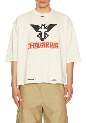 Willy Chavarria Tecate Buffalo Tee in Masa - White. Size L (also in M, XL/1X).