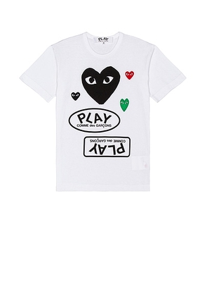 COMME des GARCONS PLAY Tee Shirt in White - White. Size M (also in L, S, XL).