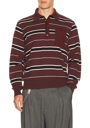 Undercover Polo Shirt in Bord Border - Burgundy. Size 2 (also in 3, 4, 5).