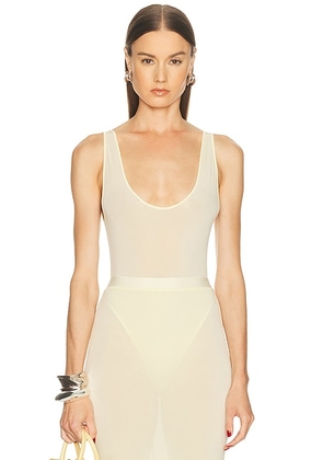 WARDROBE.NYC Sheer Tank Bodysuit in Butter - Lemon. Size L (also in M).