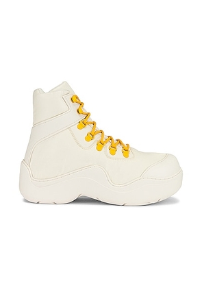 Bottega Veneta Puddle Bomber Boots in String & Egg Yolk - White. Size 38 (also in 39).