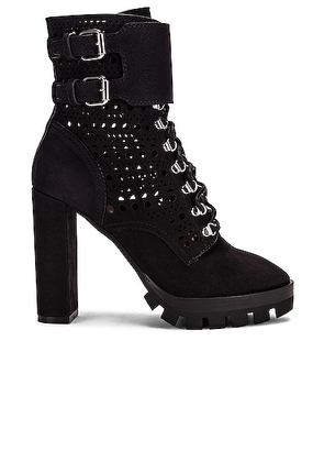 ALAÃA Perforated Military Boots in Noir - Black. Size 36 (also in 35.5, 36.5, 38.5, 39).