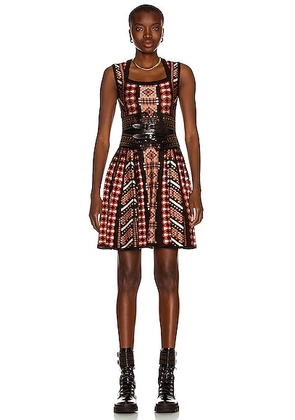 ALAÃA Square Neck Sleeveless Mini Dress in Bois De Rose & Noir - Rose. Size 40 (also in 36, 42).