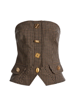 FRANÇOISE Bijou Couture Checked Wool-Blend Top - Moda Operandi