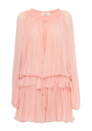 Chloé Tiered Organic Silk Mousseline Mini Dress - Moda Operandi