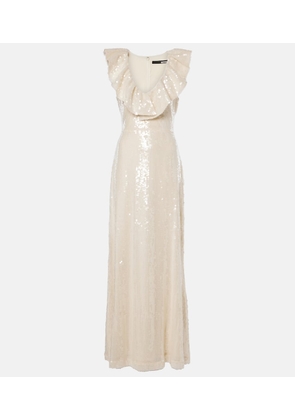 Rotate Ruffled sequined maxi dress