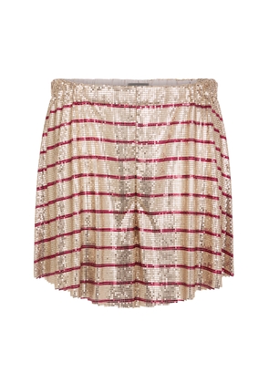Rabanne Striped Metallic Mesh Shorts - Moda Operandi