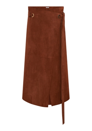 Gabriela Hearst Idalia Belted Suede Midi Wrap Skirt - Moda Operandi