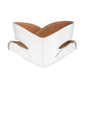 ALAÃA Crossed Belt in Blanc Optique - Cream. Size 80 (also in 65, 70).