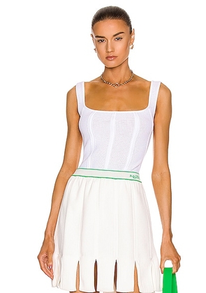 Bottega Veneta Lightweight Fluid Viscose Loops Bodysuit in White - White. Size M (also in L).