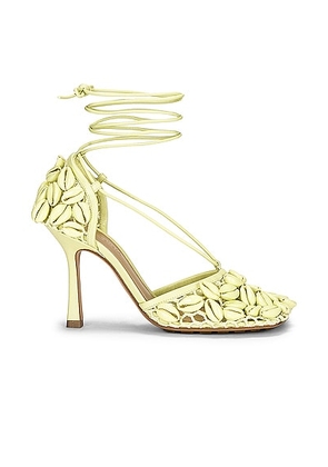 Bottega Veneta Stretch Lace Up Sandals in Lemon Washed - Lemon. Size 38 (also in 37.5, 38.5, 39).